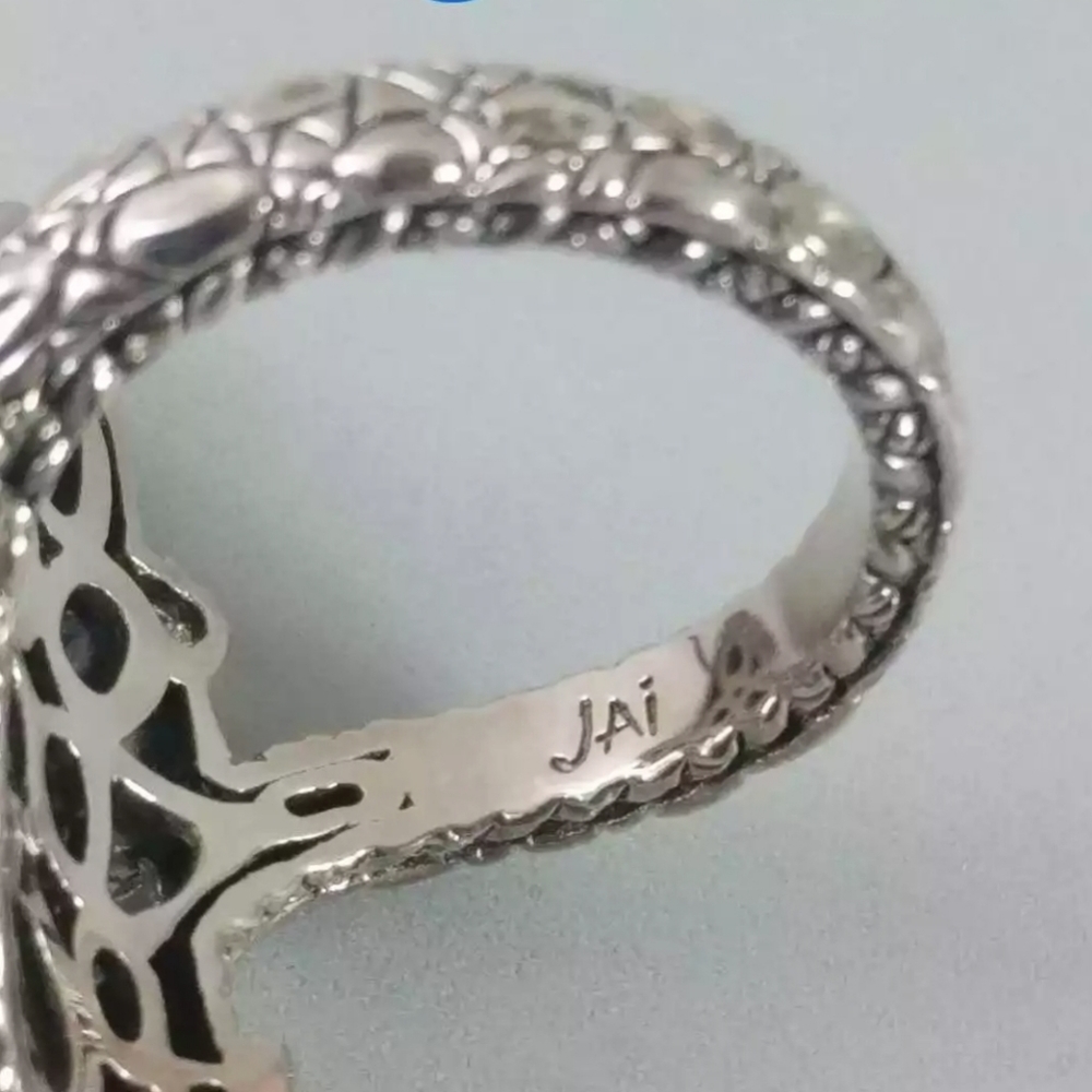 Sold Jai John Hardy 14k gold .925 green agate ALLIGATOR RING RARE - Picture 7 of 13